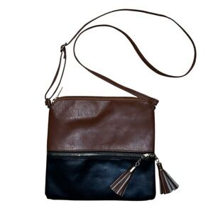 Crossbody Shoulder Bag Brown and Black with Tassels NWOT